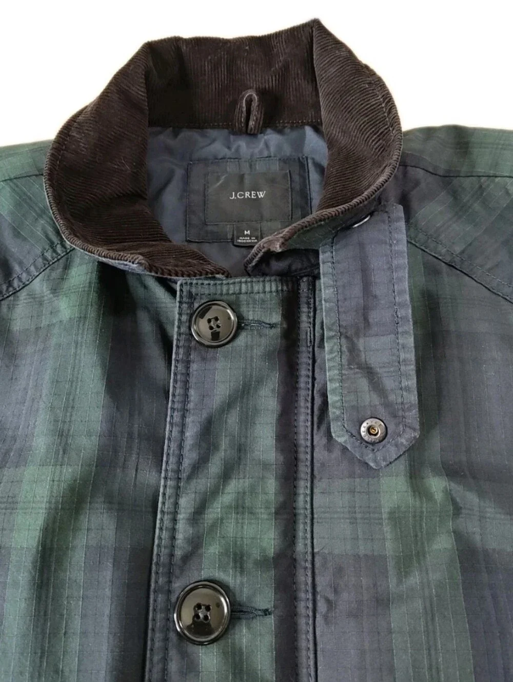 J Crew Men M Highland Skye Jacket Primaloft Hunting Plaid Black Corduroy Collar